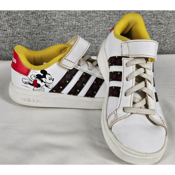 ADIDAS X DISNEY UNISEX WHITE GRAND COURT MICKEY MOUSE SHOES SIZE 12K - Picture 3 of 10
